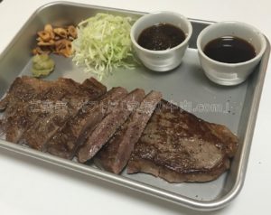 ミートマイチクの三田和牛モモステーキの出来上がりの美味しそうな写真